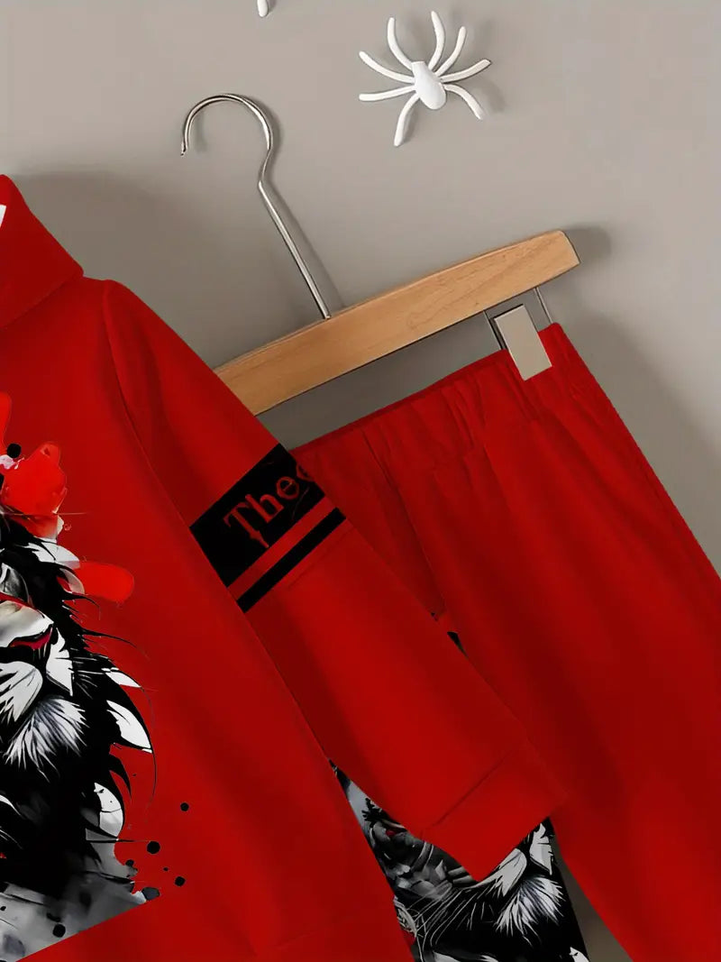 Baby Boys & Girls Hoodie Set Red Lion