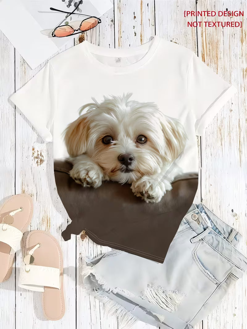 Print Design - Plain Soft Puppy T-Shirt, Wear "Cute and " Style