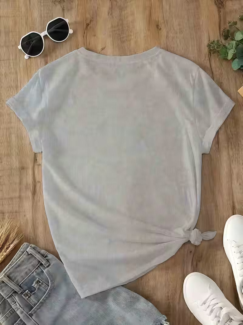 Women's Artistic Style Multicolor Bird Print Short Sleeve T-Shirt