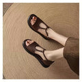 Patchwork Gentle Open-Toe Casual Vintage European and American Style Roman, Women Sandals – Casual & Stylish Brown