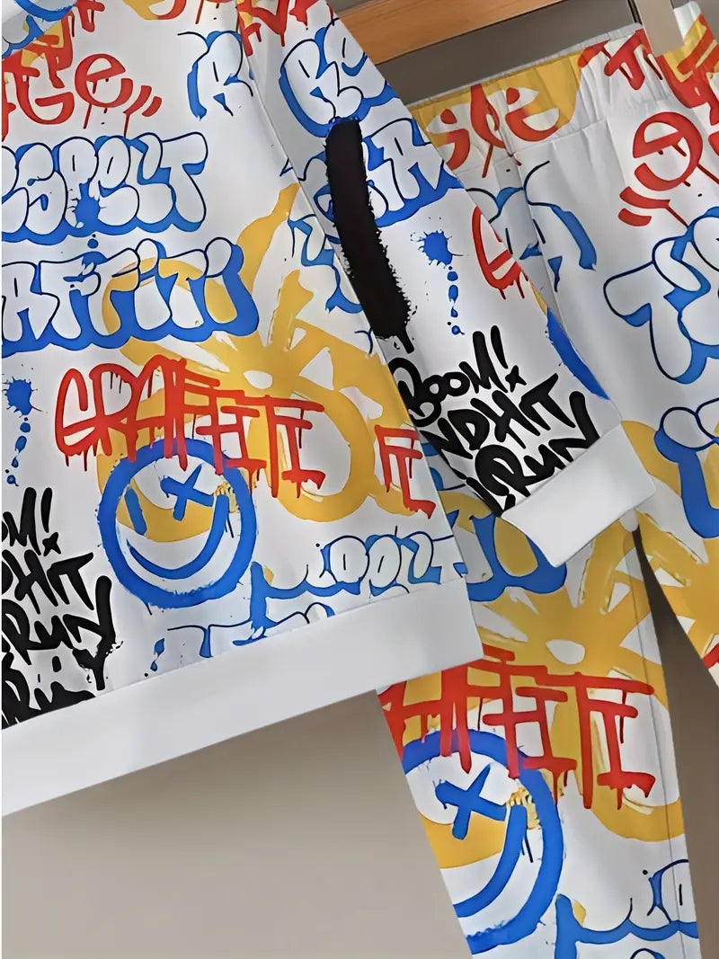 Baby Boys & Girls Hoodie Set spray-painted letter