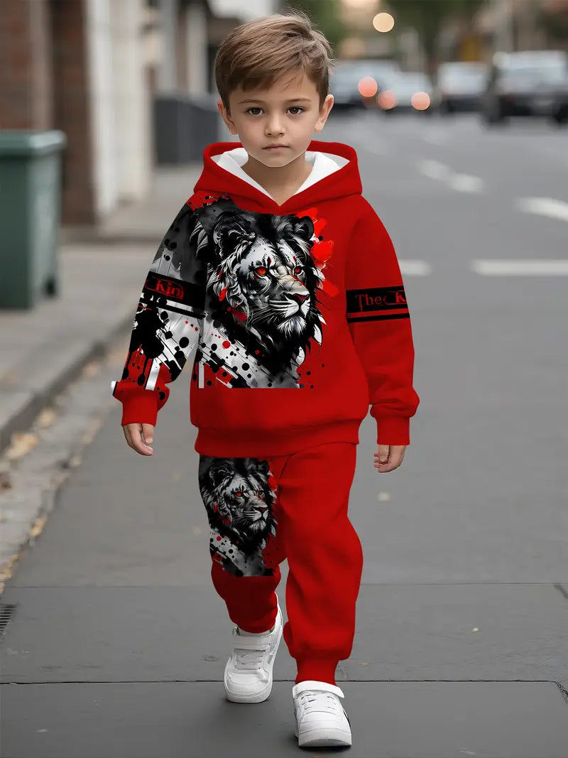 Baby Boys & Girls Hoodie Set Red Lion