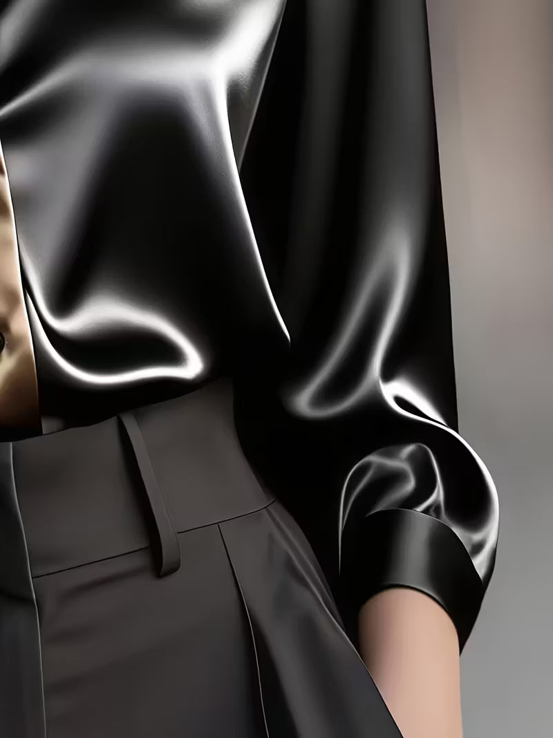 A Stylish Solid Color Satin Shirt Coffee color