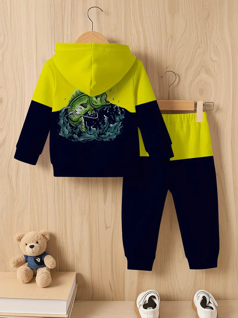 Baby Boys & Girls Hoodie Set black and yellow striped