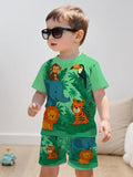 Cute Jungle Animal Play 3D Printed Design, Short Sleeve