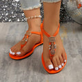 New Summer Flat Sandals for Women with Ethnic Style And Toe Post Design Orange