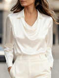 A Stylish Solid Color Satin Shirt White