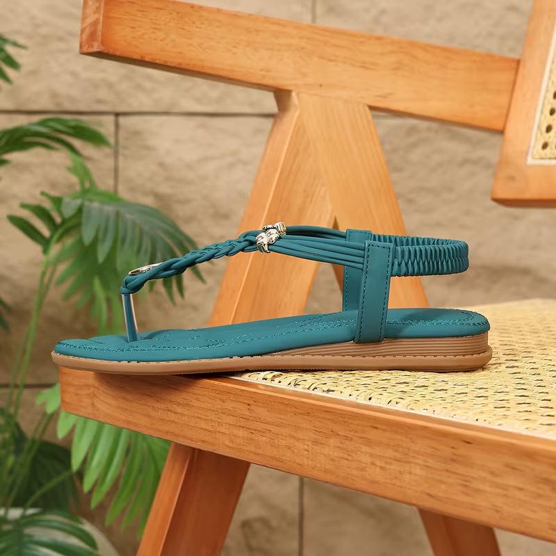 Bohemian Rhinestone Sandals - Wide-Resistant Anti-Slip Shock-Absorbing Flip Flops with Rhinestone-Adorned Toe
