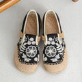 Ethnic Style Embroidered Cloth Shoes, Handmade Embroidered Shoes with a Chinese Flair, Vintage Linen Shoes Black