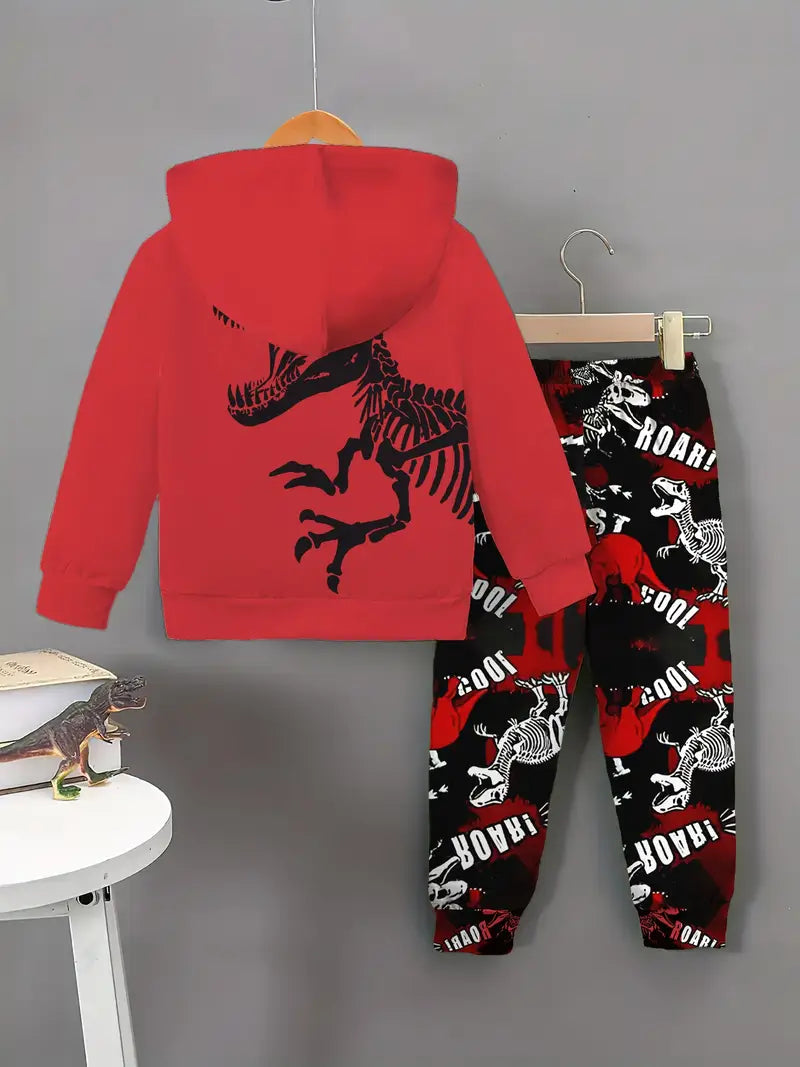 Baby Boys & Girls Hoodie Set Red Cool T-Rex Skull