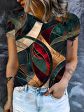 Women'S Stylish Casual T-Shirt Featuring Vibrant All-Over Geometric Patterns