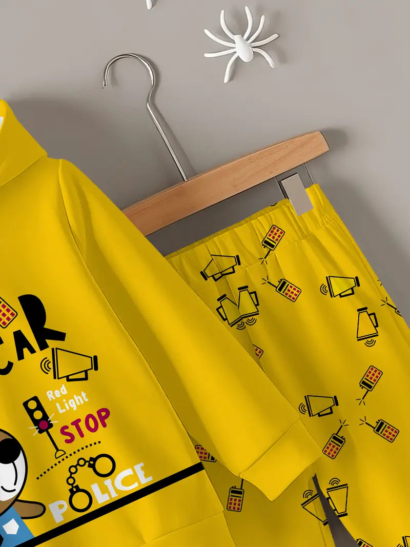 Baby Boys & Girls Hoodie Set Cartoon Bear Police