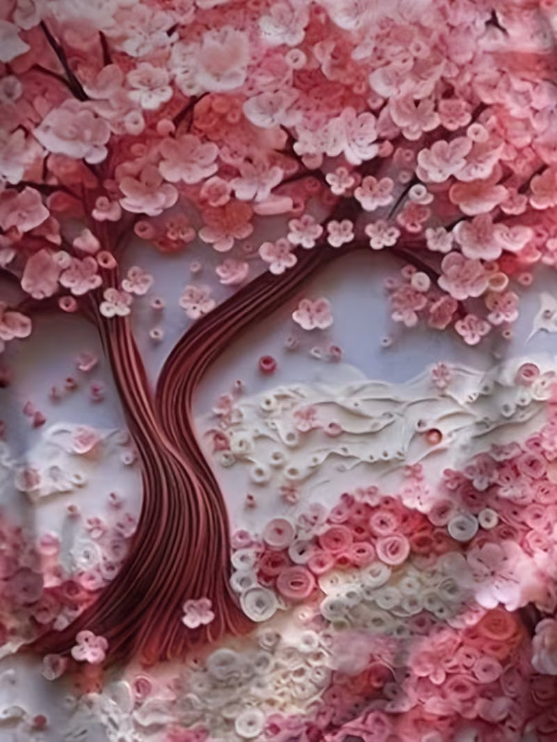 Women's Casual Pink Cherry Blossom Print T-Shirt