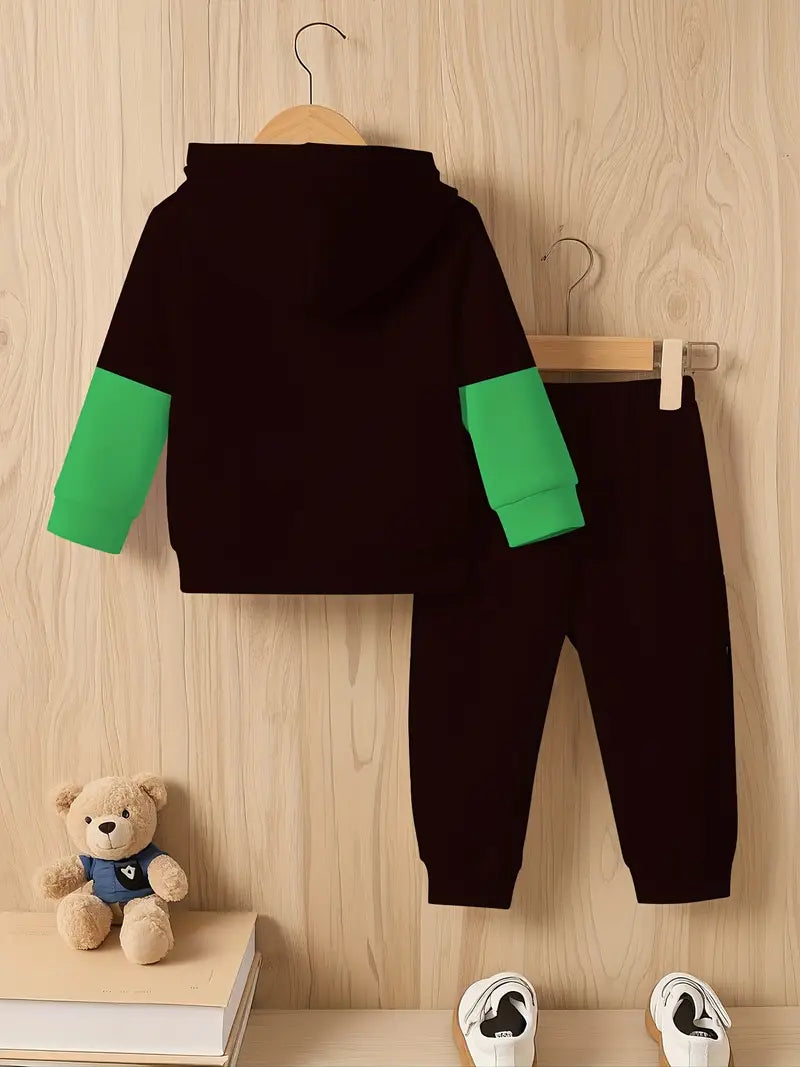 Baby Boys & Girls Hoodie Set black and green color