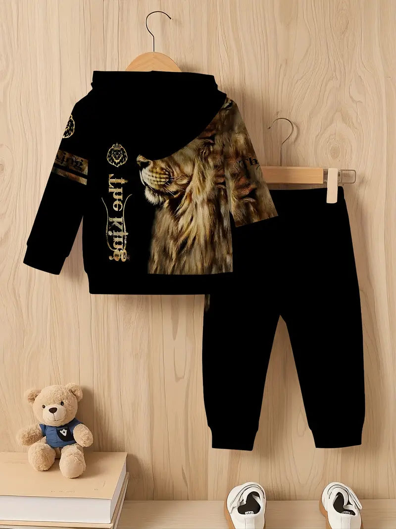 Baby Boys & Girls Hoodie Set Black Lion