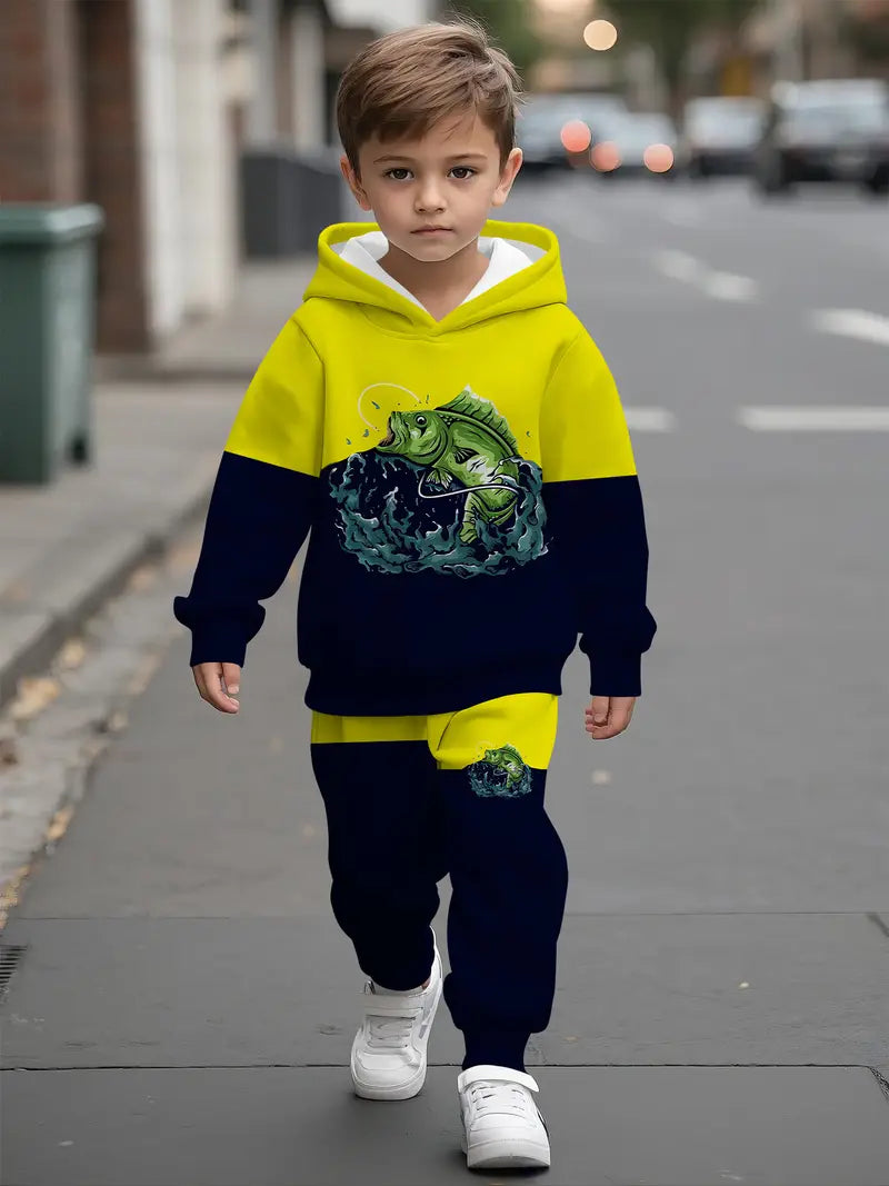 Baby Boys & Girls Hoodie Set black and yellow striped