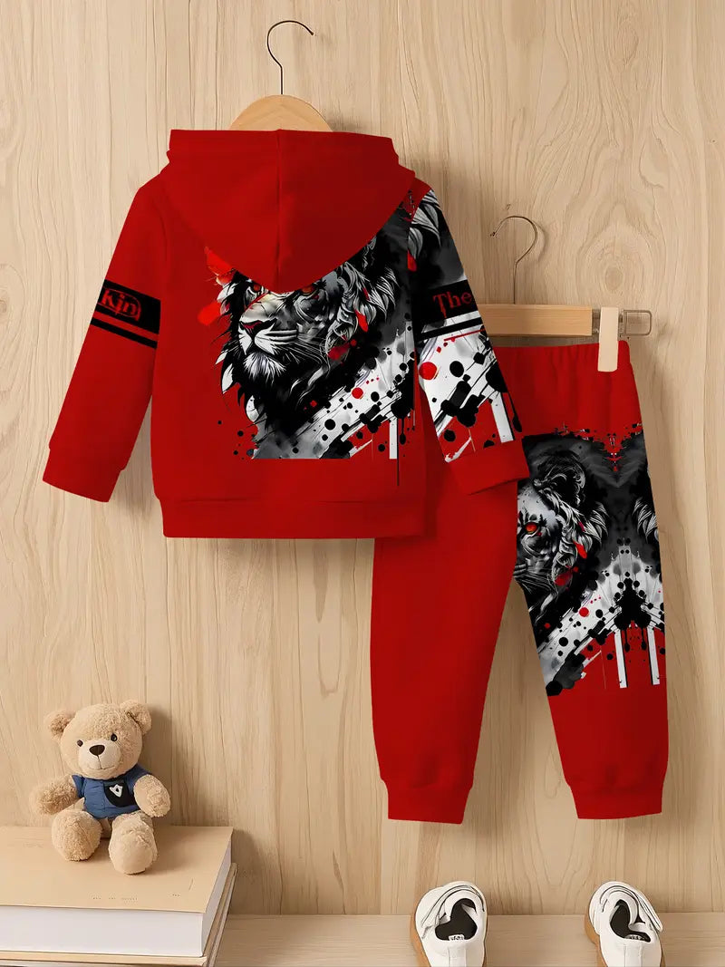 Baby Boys & Girls Hoodie Set Red Lion