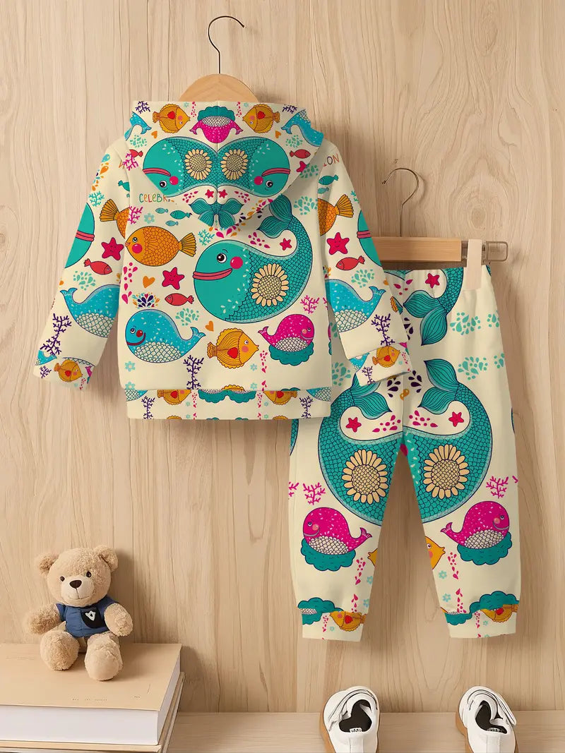 Baby Boys & Girls Hoodie Set marine life