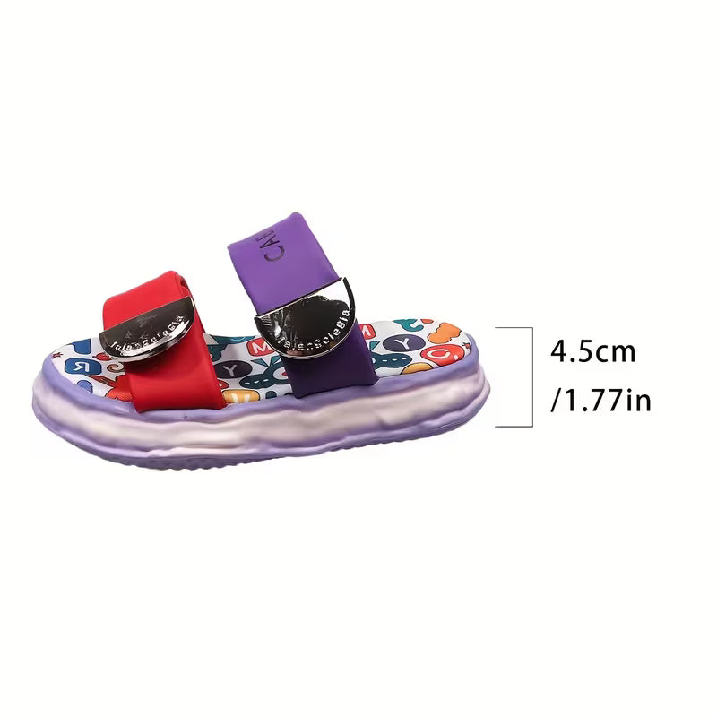 Women's Casual Fashion Letter Print Sandals, Women Shoes Pink mix