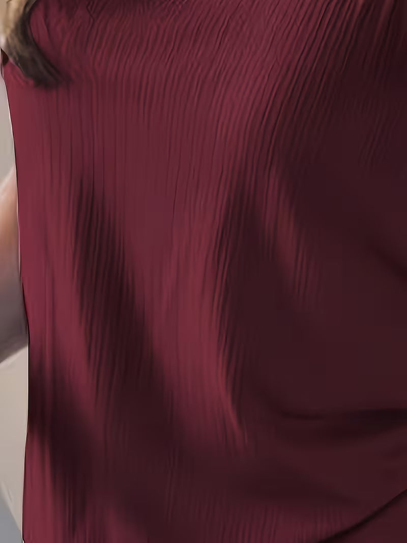 New European and American Fashion High-Waisted Ribbed Tank Top Set Maroon