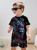 Stylish colorful tiger print design short-sleeved pullover
