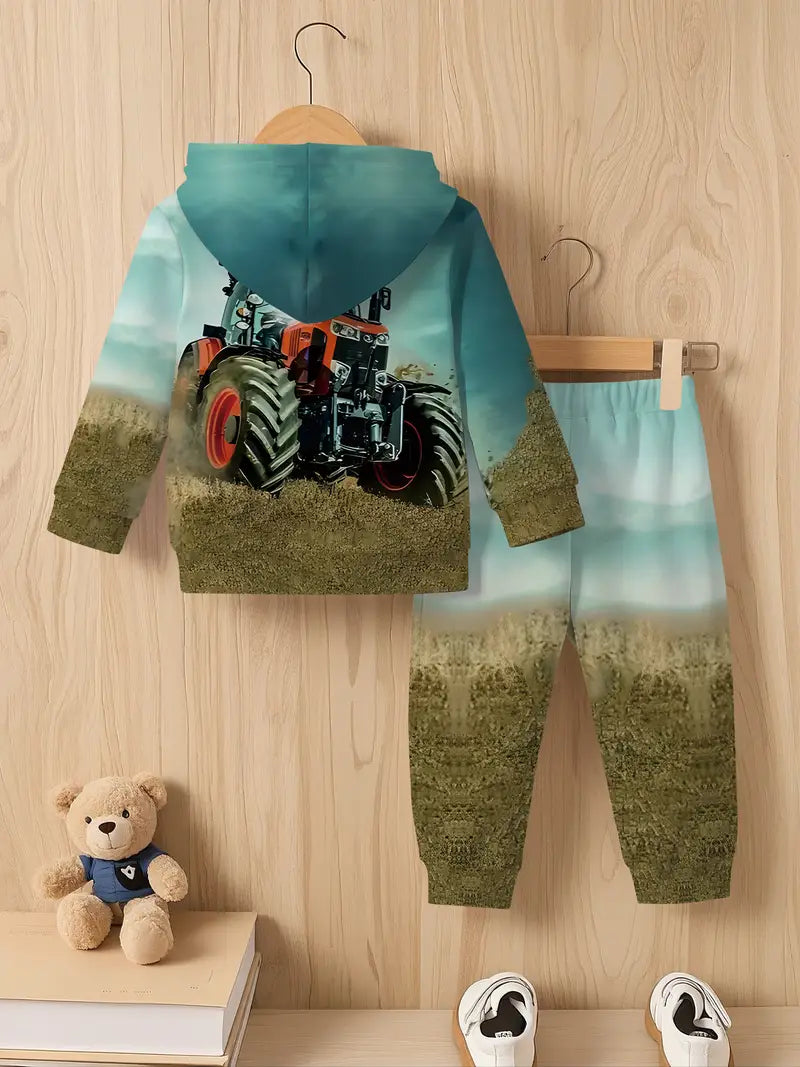 Baby Boys & Girls Hoodie Set Tractor & Farm