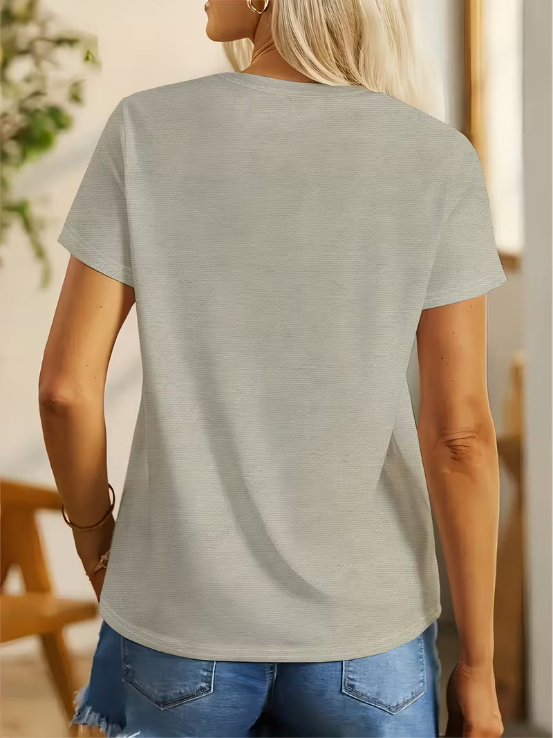 Grapevine Embroidery T-Shirt | Elegant Round Neck, Women's Fashion Top