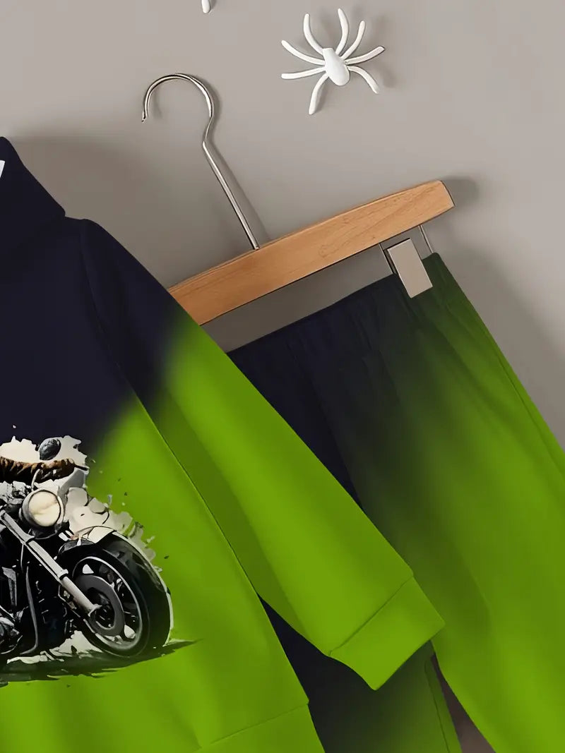 Baby Boys & Girls Hoodie Set motorcycle pattern