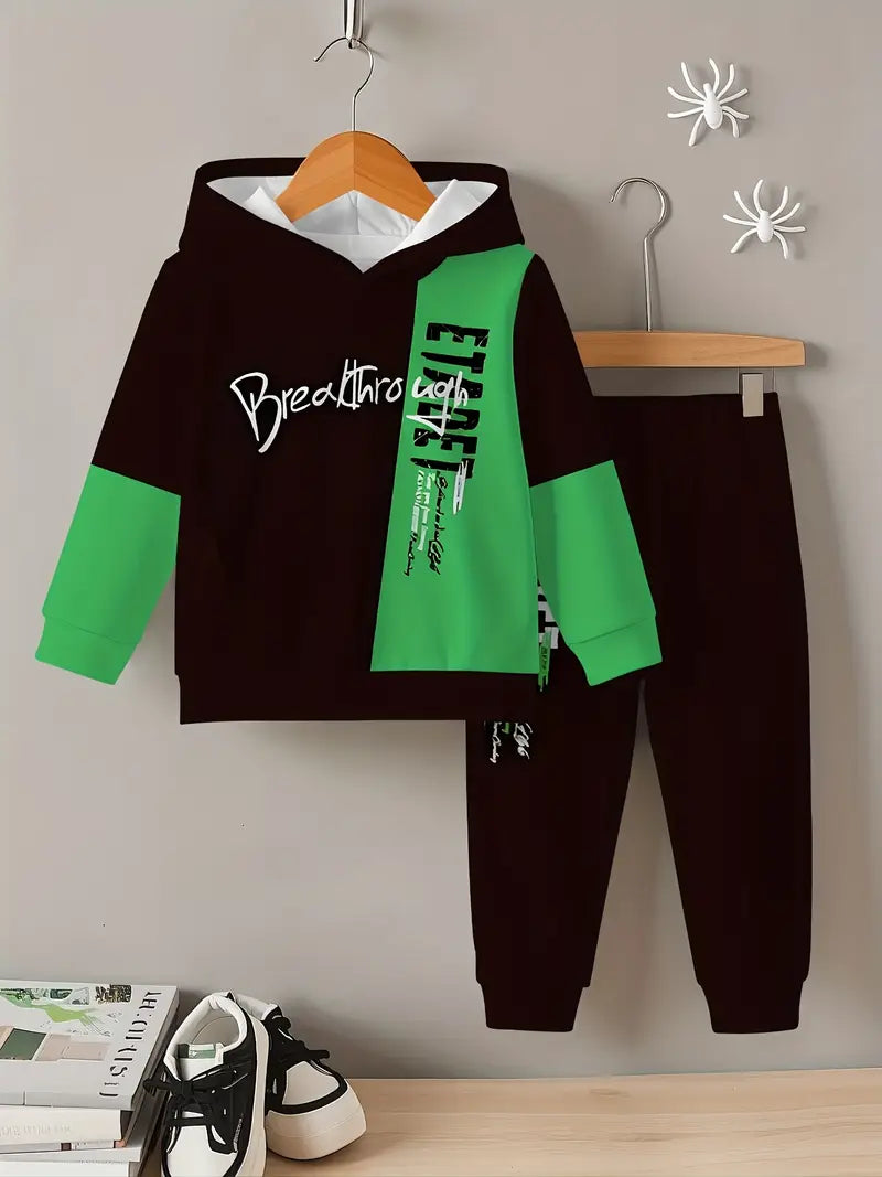 Baby Boys & Girls Hoodie Set black and green color