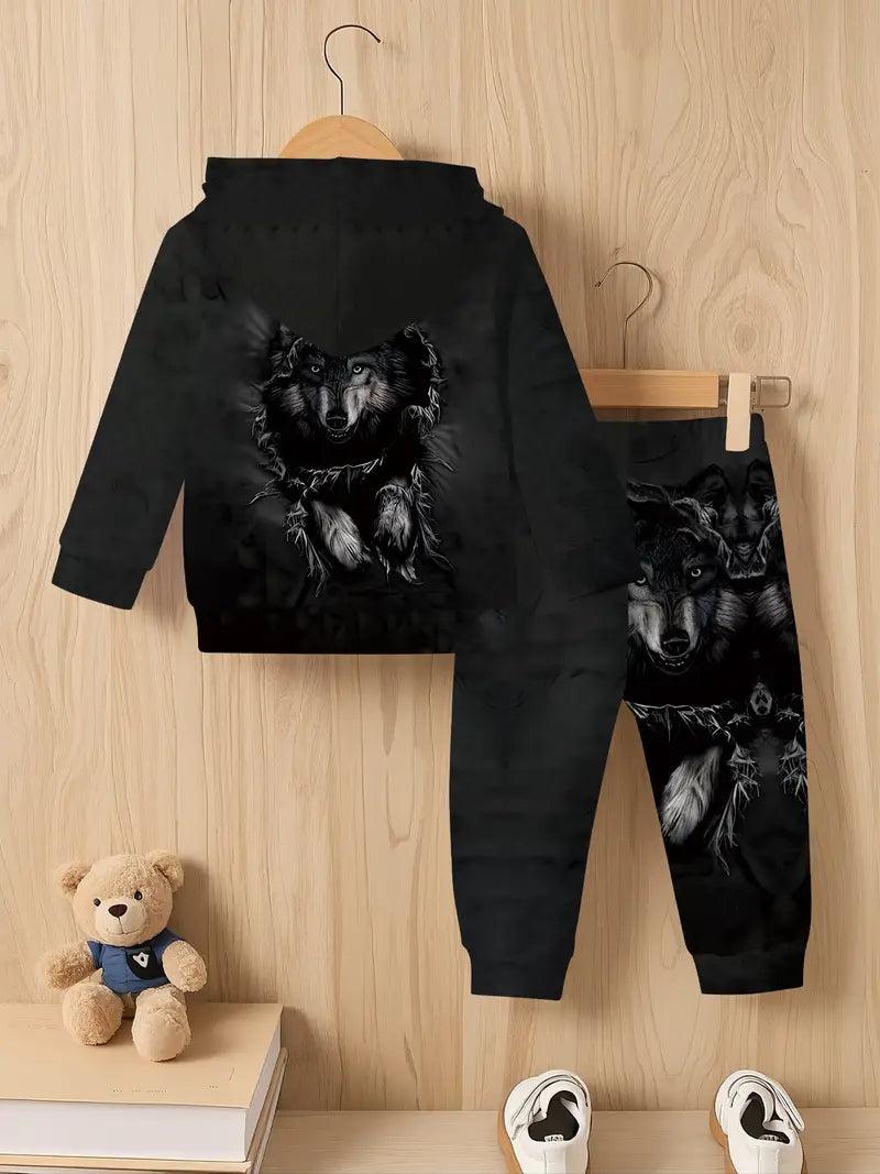 Baby Boys & Girls Hoodie Set Wolf King