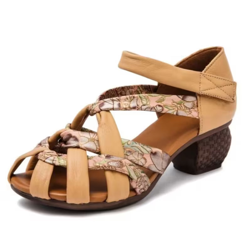Ethnic Style Color-blocking Lace-up Sandals Women Ginger