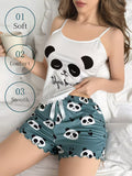 Panda Theme Pajama Set | Cute Cartoon Panda Print Blue