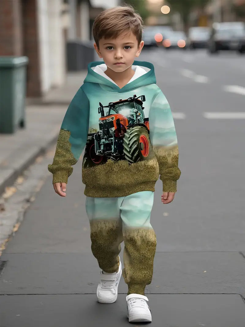 Baby Boys & Girls Hoodie Set Tractor & Farm